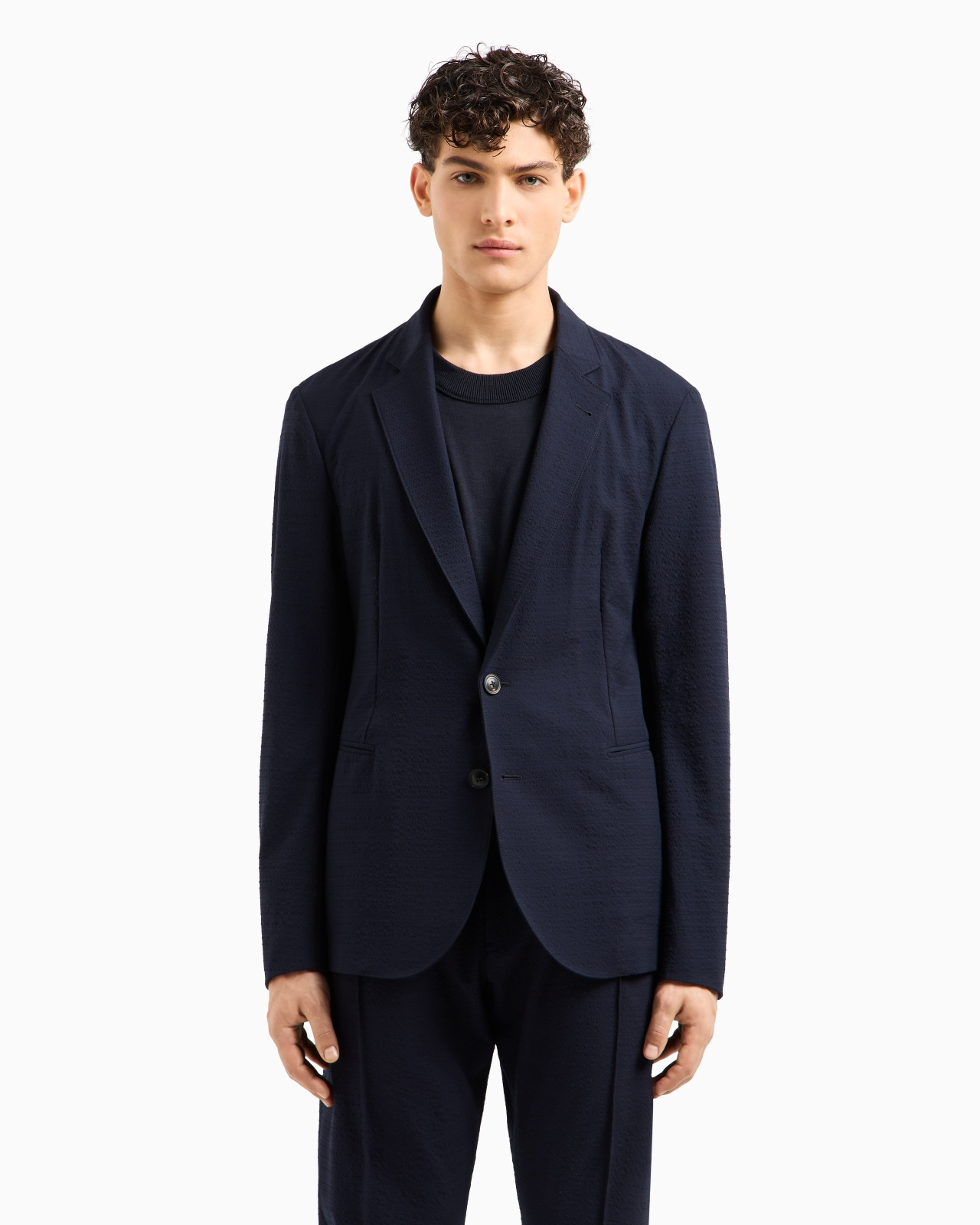 SINGLE-BREASTED JACKET IN TECHNICAL SEERSUCKER FABRIC - 4