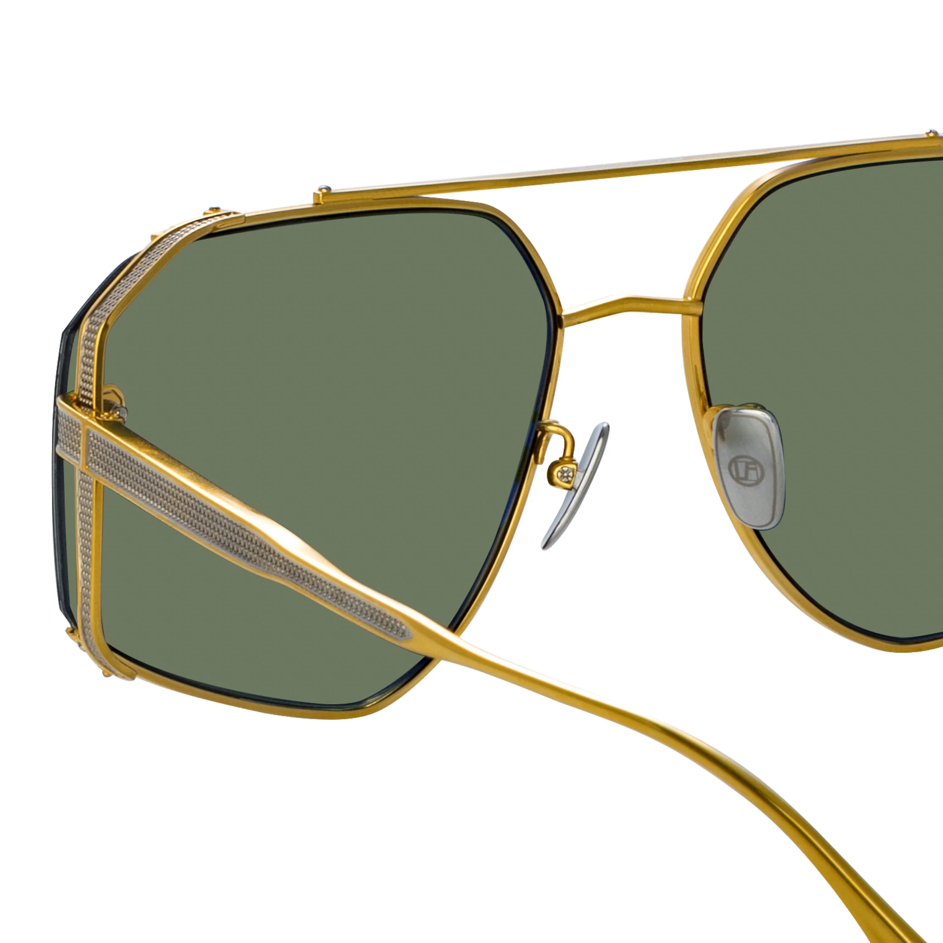 LINDA FARROW AMAR AVIATOR SUNGLASSES IN YELLOW GOLD | REVERSIBLE