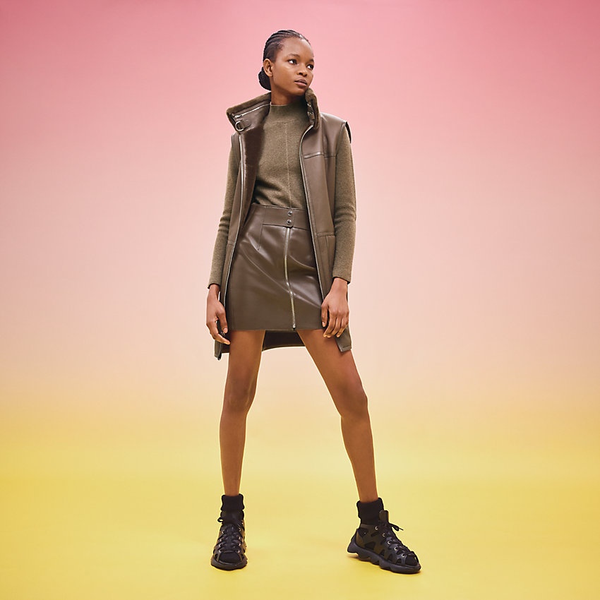 Reversible long leather vest - 3