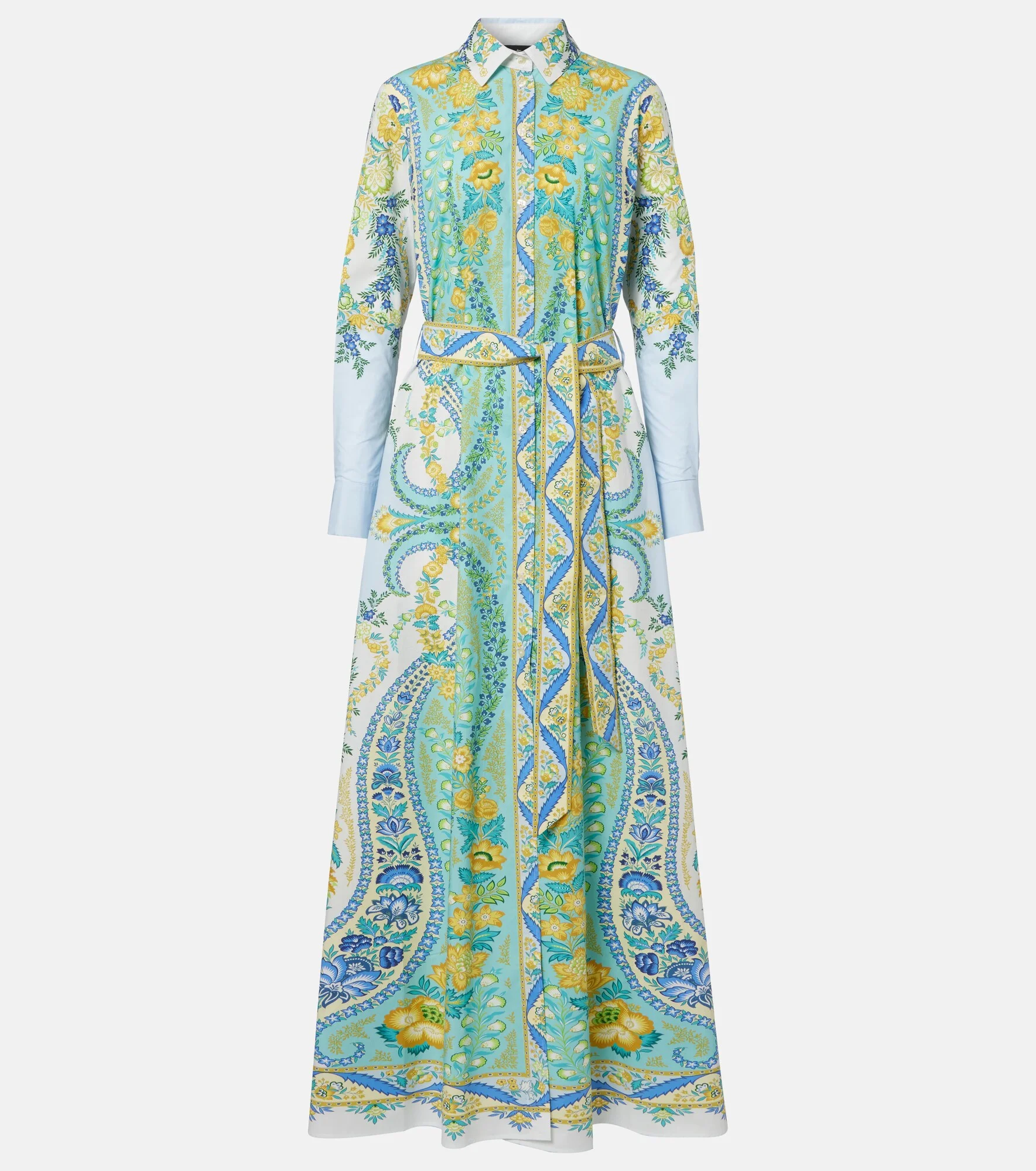 Belted floral cotton shirt dress - 1