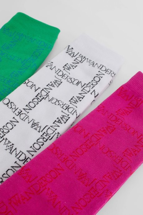 Jw anderson men's multicolor logo grid socks - 5