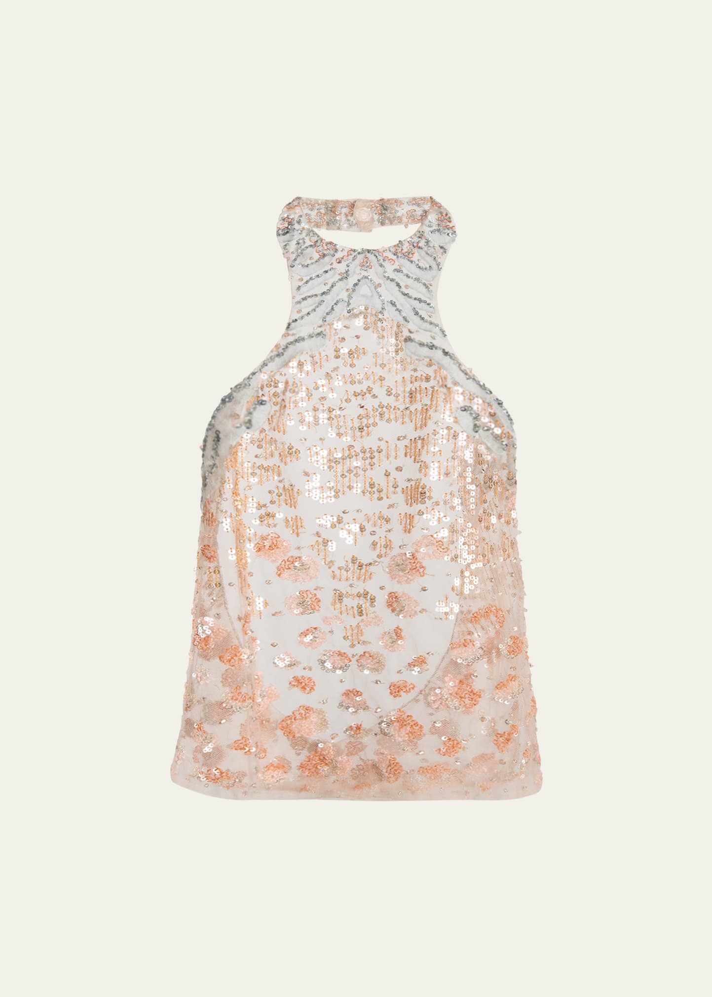 Halter Sequined Semi-Sheer Blouse - 1