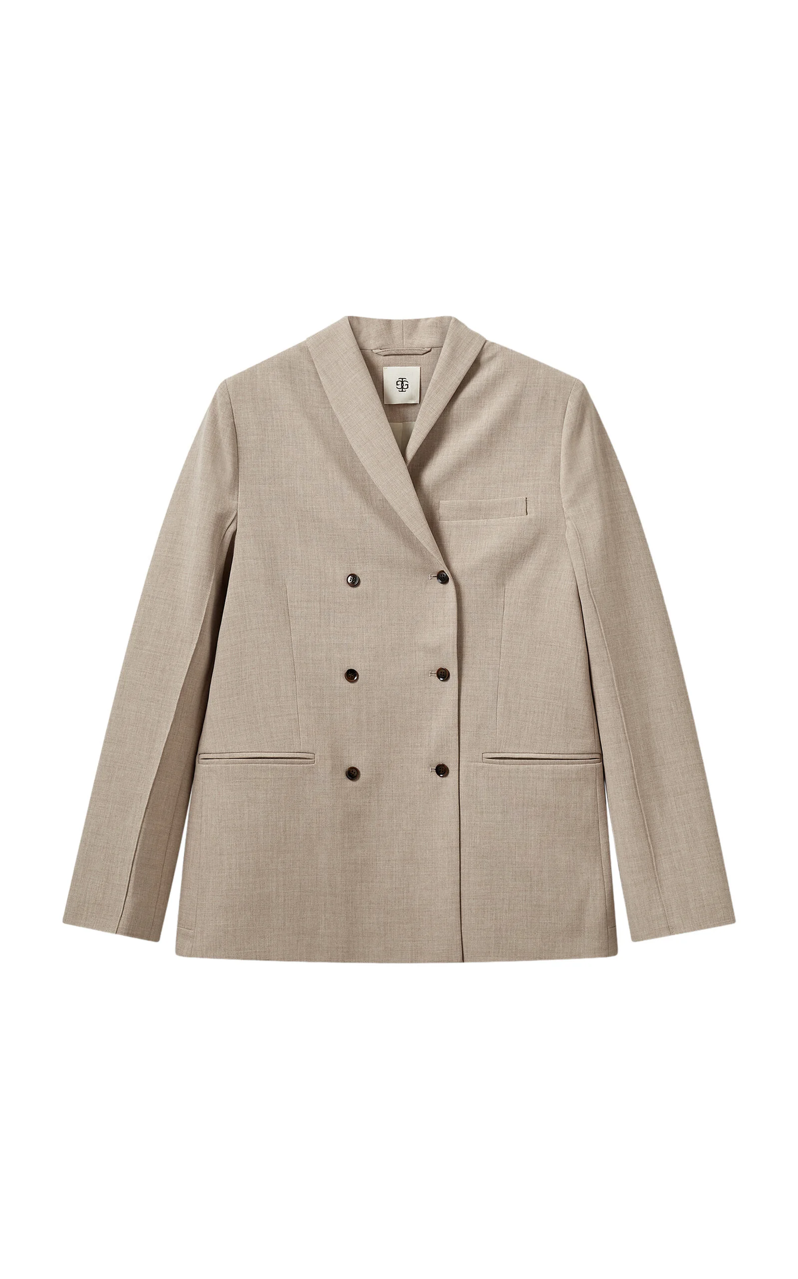 Pisano Asymmetric Tuxedo Blazer tan - 1
