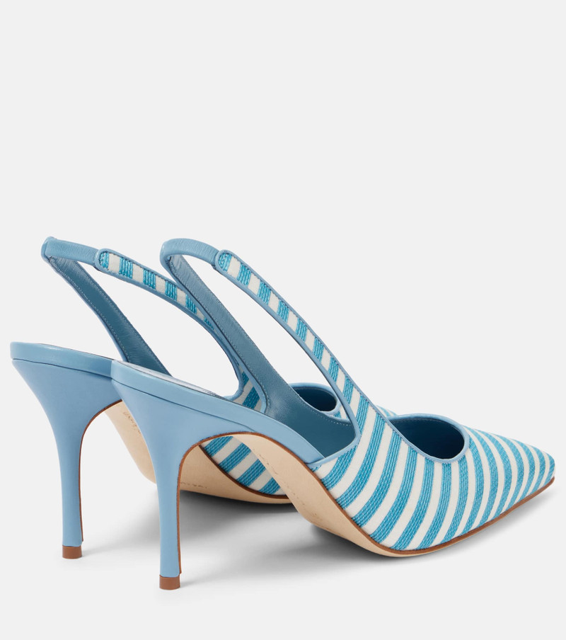 Manolo Blahnik Allurafia 90 striped slingback pumps outlook