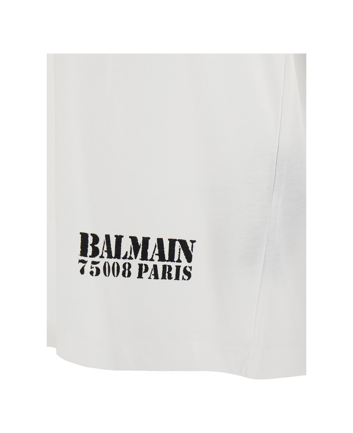White Crewneck T-shirt With Logo Lettering Print On The Front In Cotton Man - 3