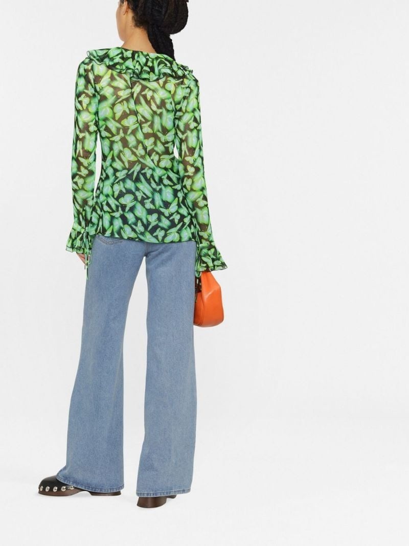 graphic-print ruffle-detail blouse - 7