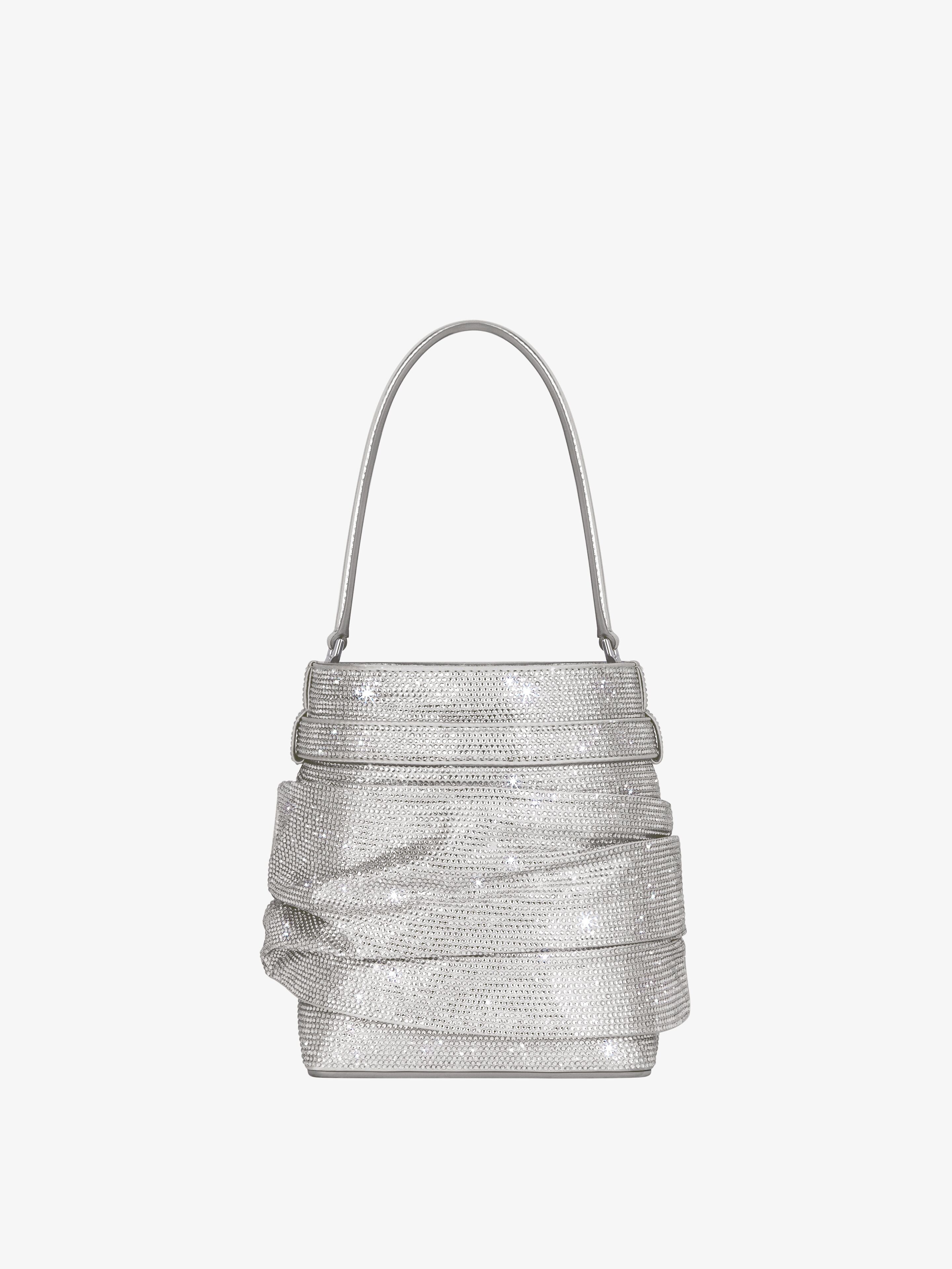 SHARK LOCK BUCKET BAG IN SATIN WITH STRASS - 5