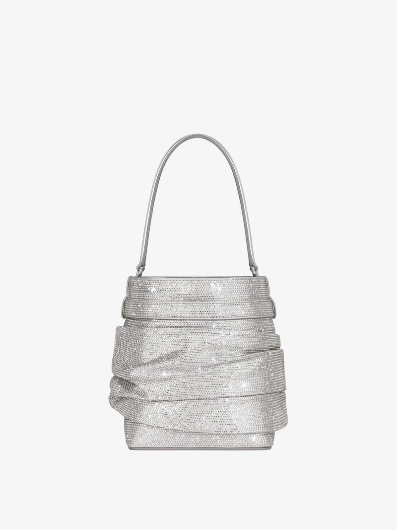 SHARK LOCK BUCKET BAG IN SATIN WITH STRASS 5