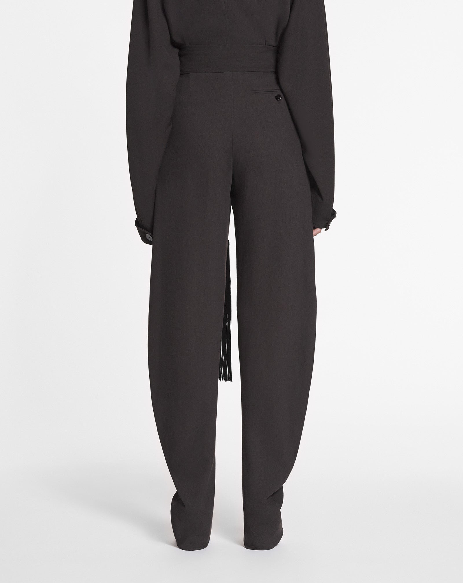WOOL AND VISCOSE BARREL PANTS - 5