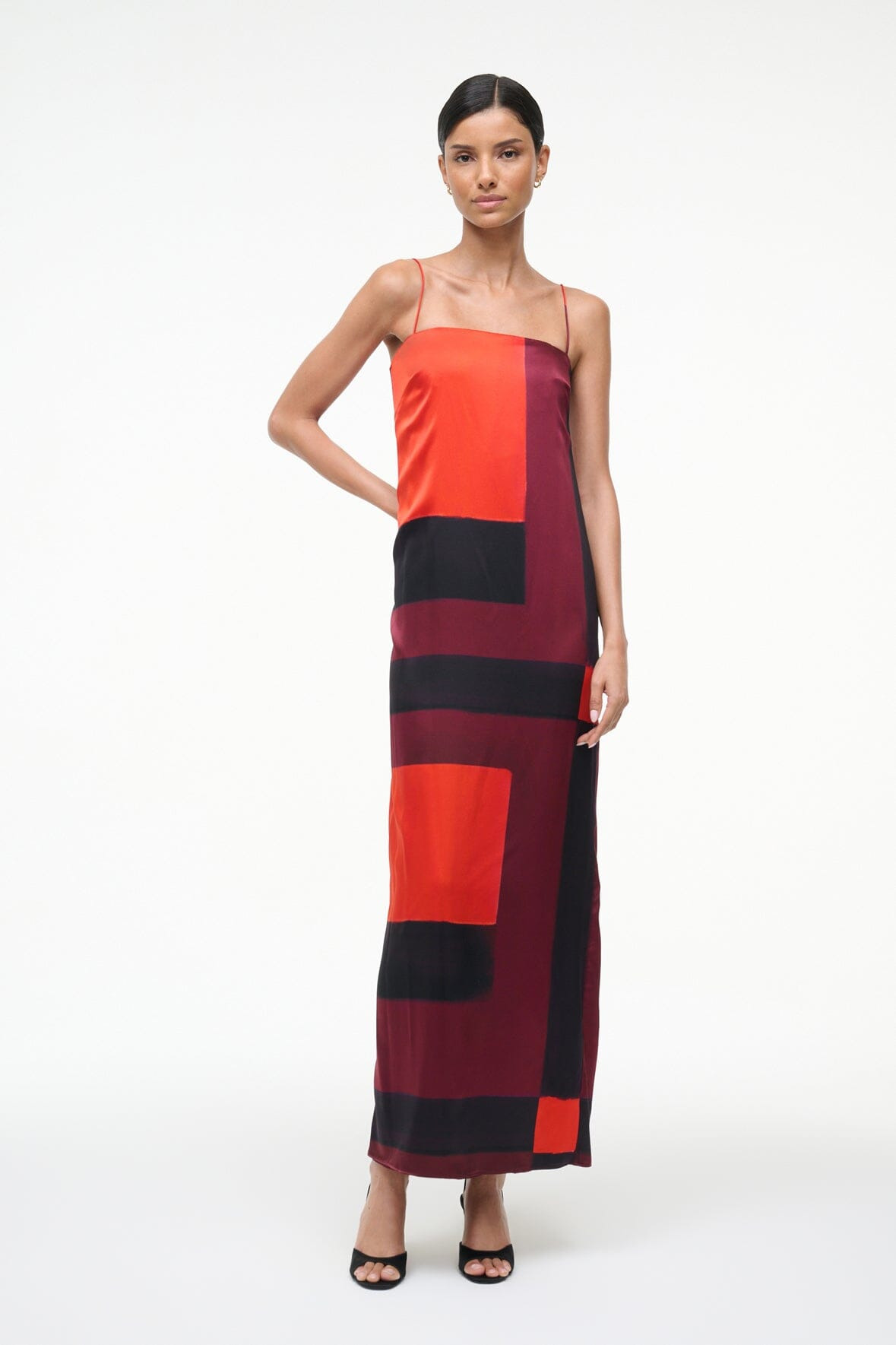 STAUD MAE SILK DRESS RUBY PRISM - 2