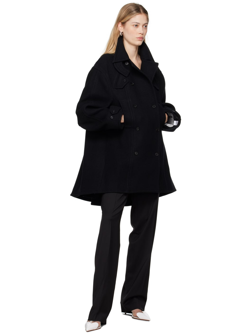Navy Oversized Peacoat - 4