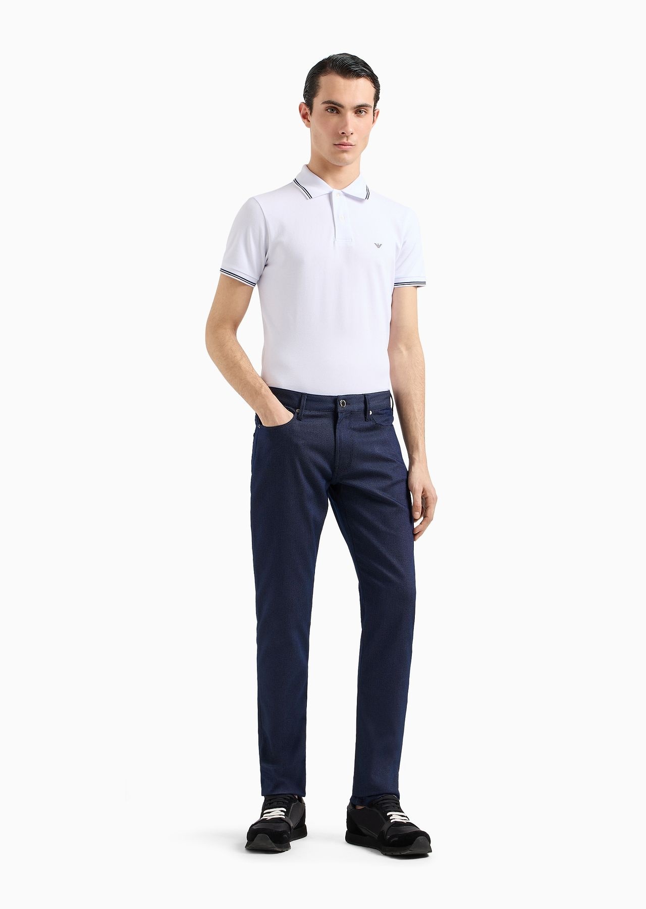 J06 Slim-fit, cotton-blend trousers with micro-armure polka dots - 4