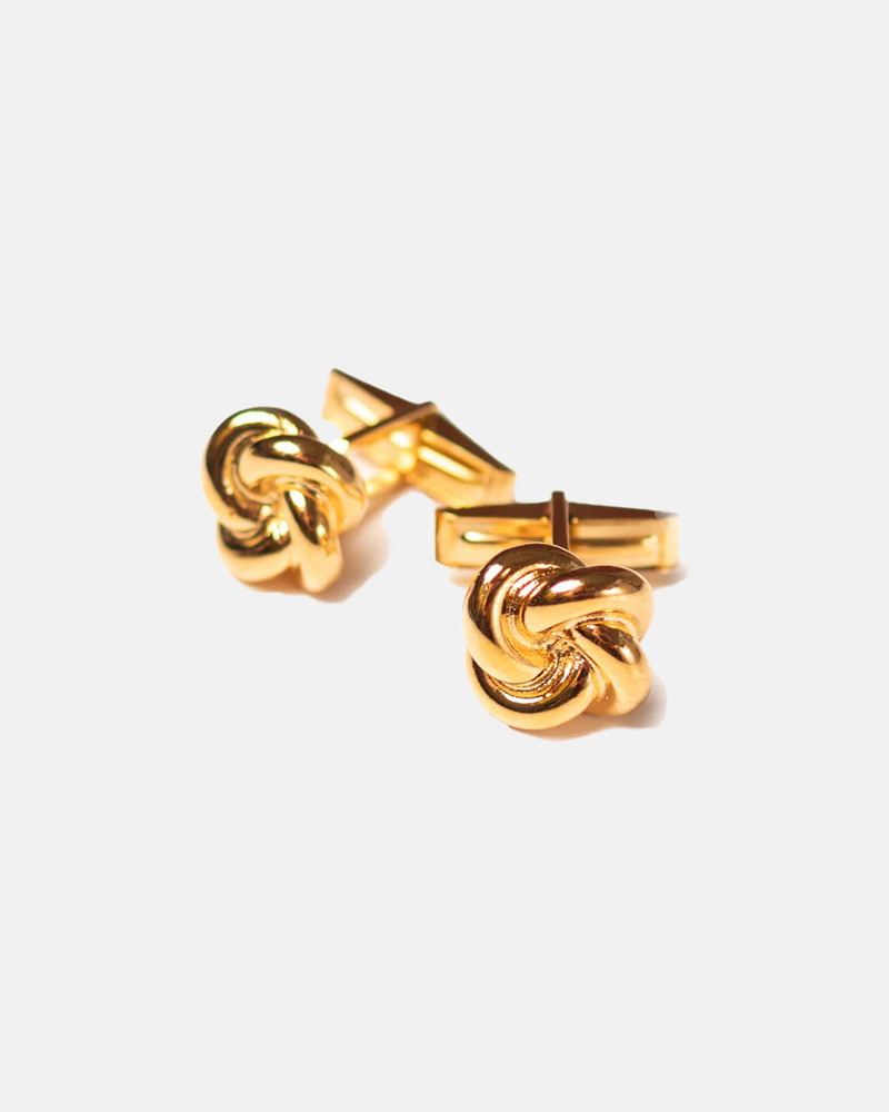 MADE-IN-USA GOLD FINISH MONKEY'S FIST KNOT CUFFLINKS 1