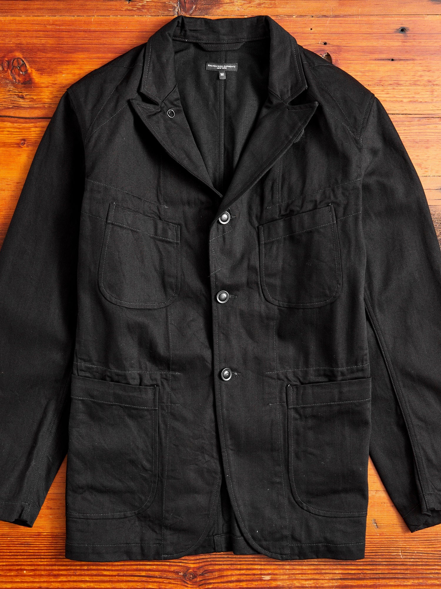 Engineered Garments Bedford Jacket in Black Cotton Bull Denim 