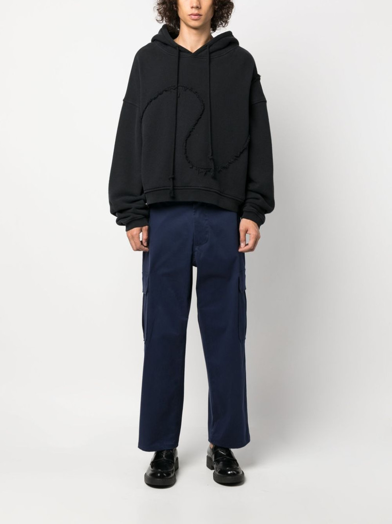 Moschino logo-embroidered cotton cropped trousers outlook
