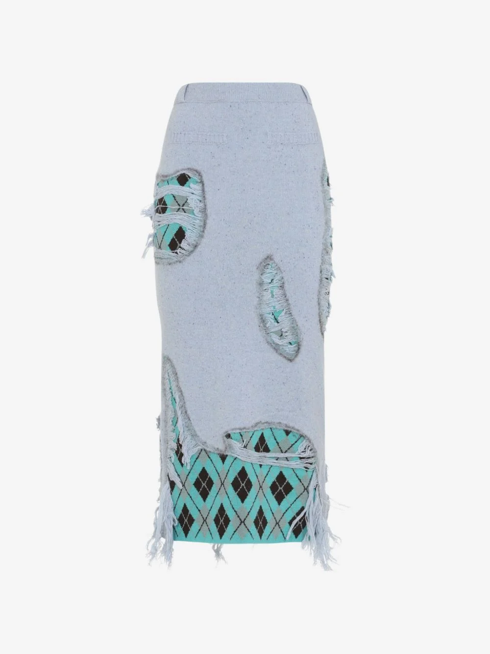 argyle-intarsia distressed-effect skirt - 1