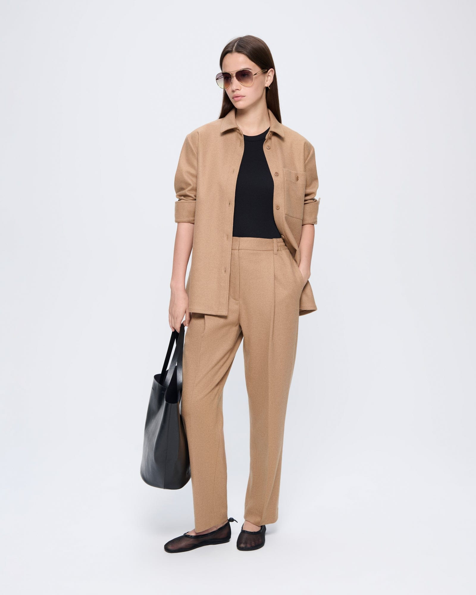 Womens Recycled Wool Trousers - Desert Camel - 3