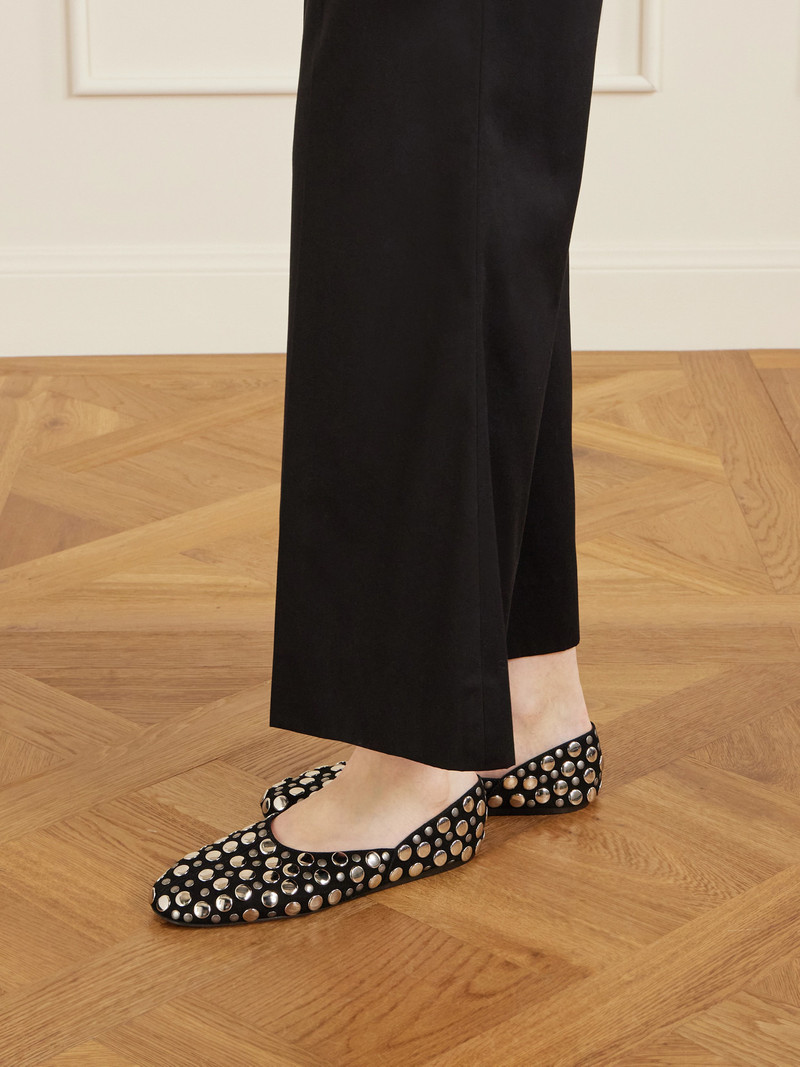 KHAITE Jane Studded Suede Flats outlook