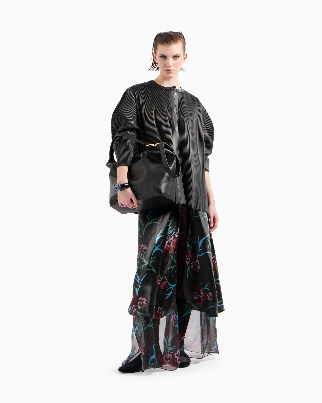 PLEATED NAPPA-LEATHER BLOUSON - 2