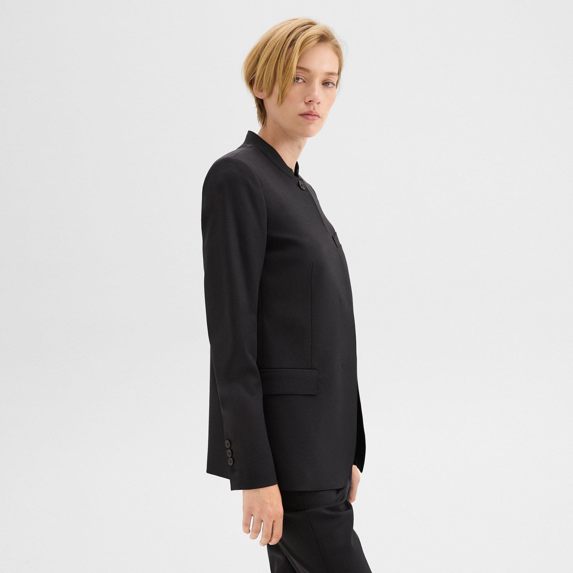 Stand-Collar Blazer in Wool Gabardine - 3