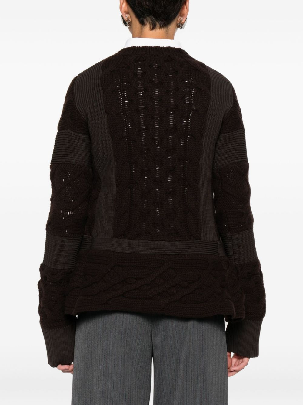 cable-knit panelled sweater - 4