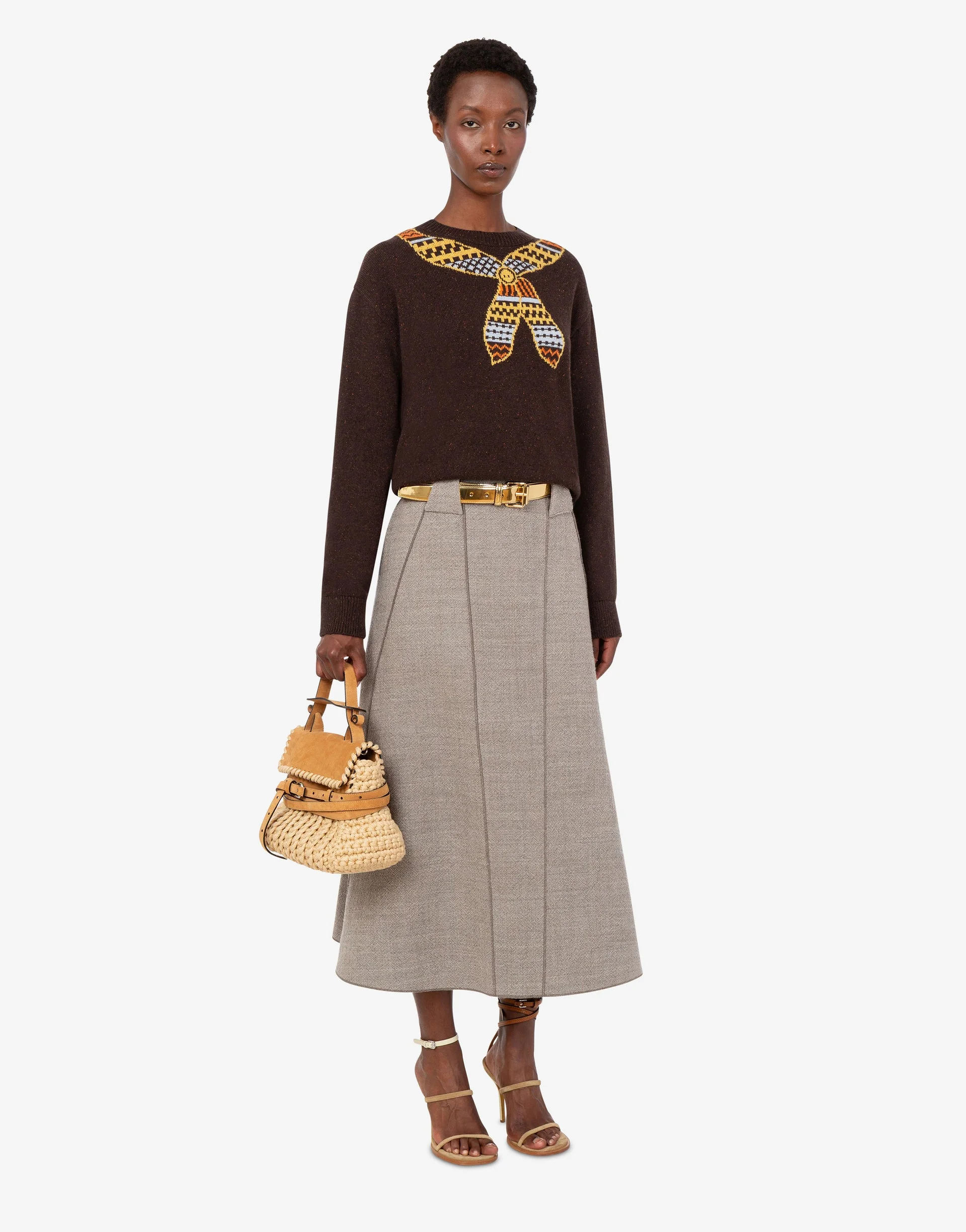 INLAID WOOL-AND-SILK BLEND SWEATER - 1