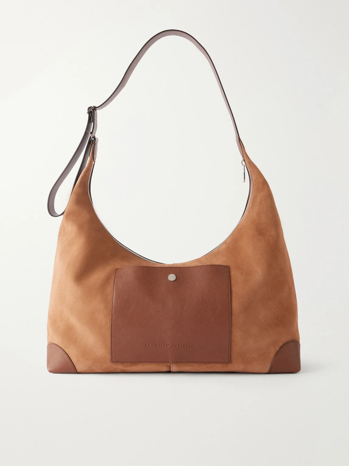 Leather-Trimmed Suede Tote Bag - 1