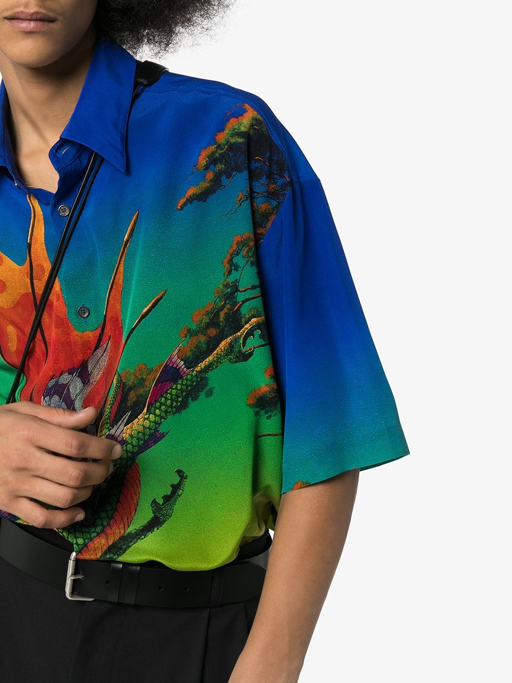 Dragon at Dawn graphic-print silk shirt - 5