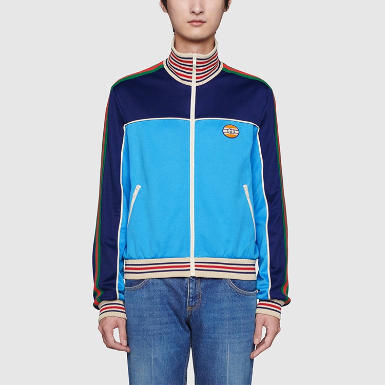 Gucci Technical Jersey Zip-Up Jacket With Web 'Blue' 645206-XJC5N-4233 - 3