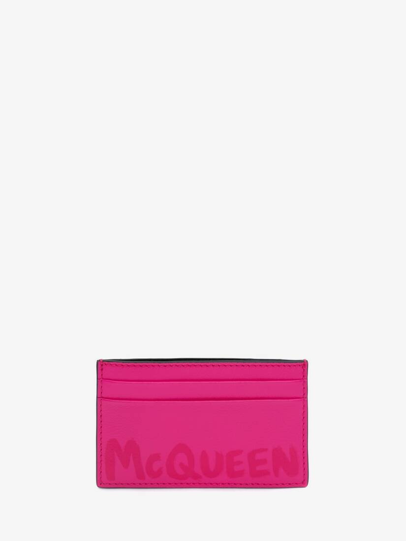 Mcqueen Graffiti Card Holder in Bobby Pink - 1