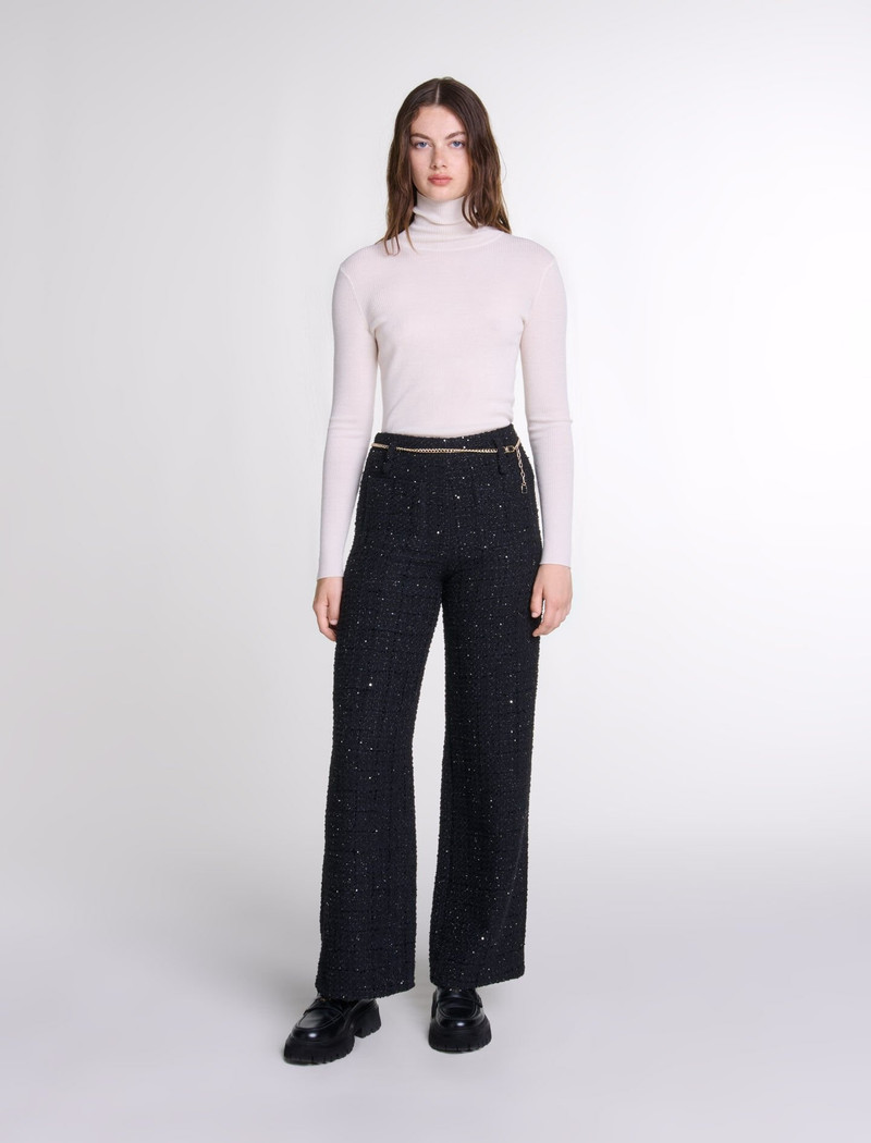 maje Sequinned tweed trousers outlook