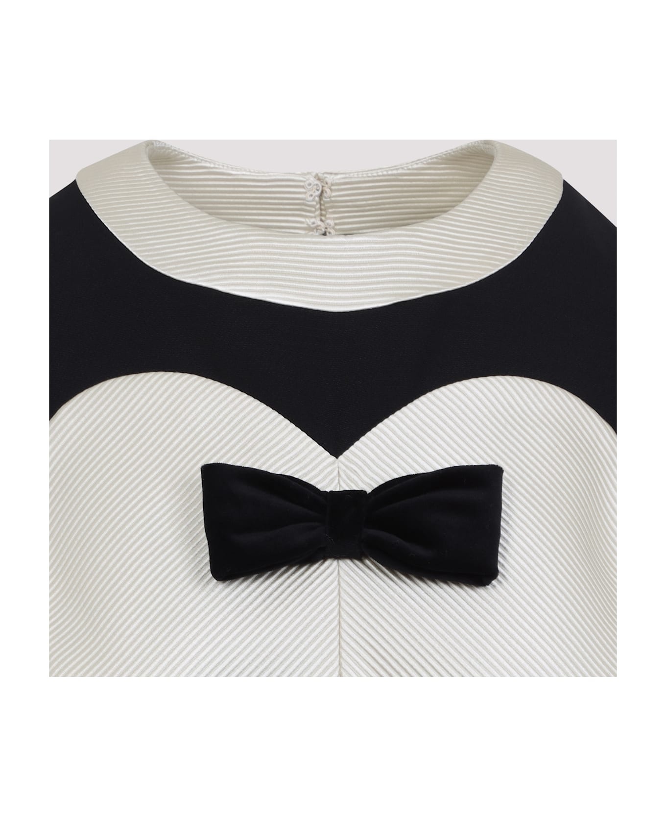 Black And Beige Wool And Silk Dress - 5