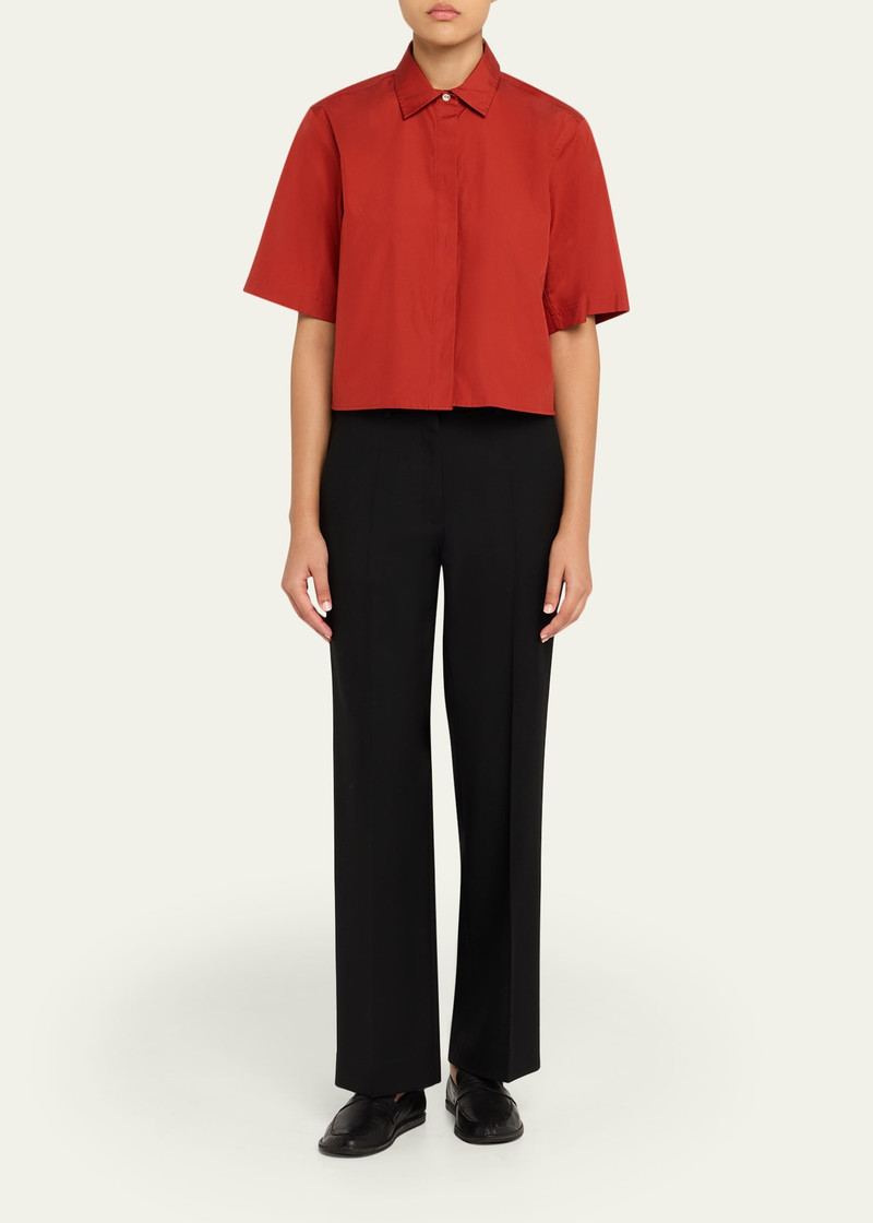 Vince Short-Sleeve Cropped Cotton Shirt outlook