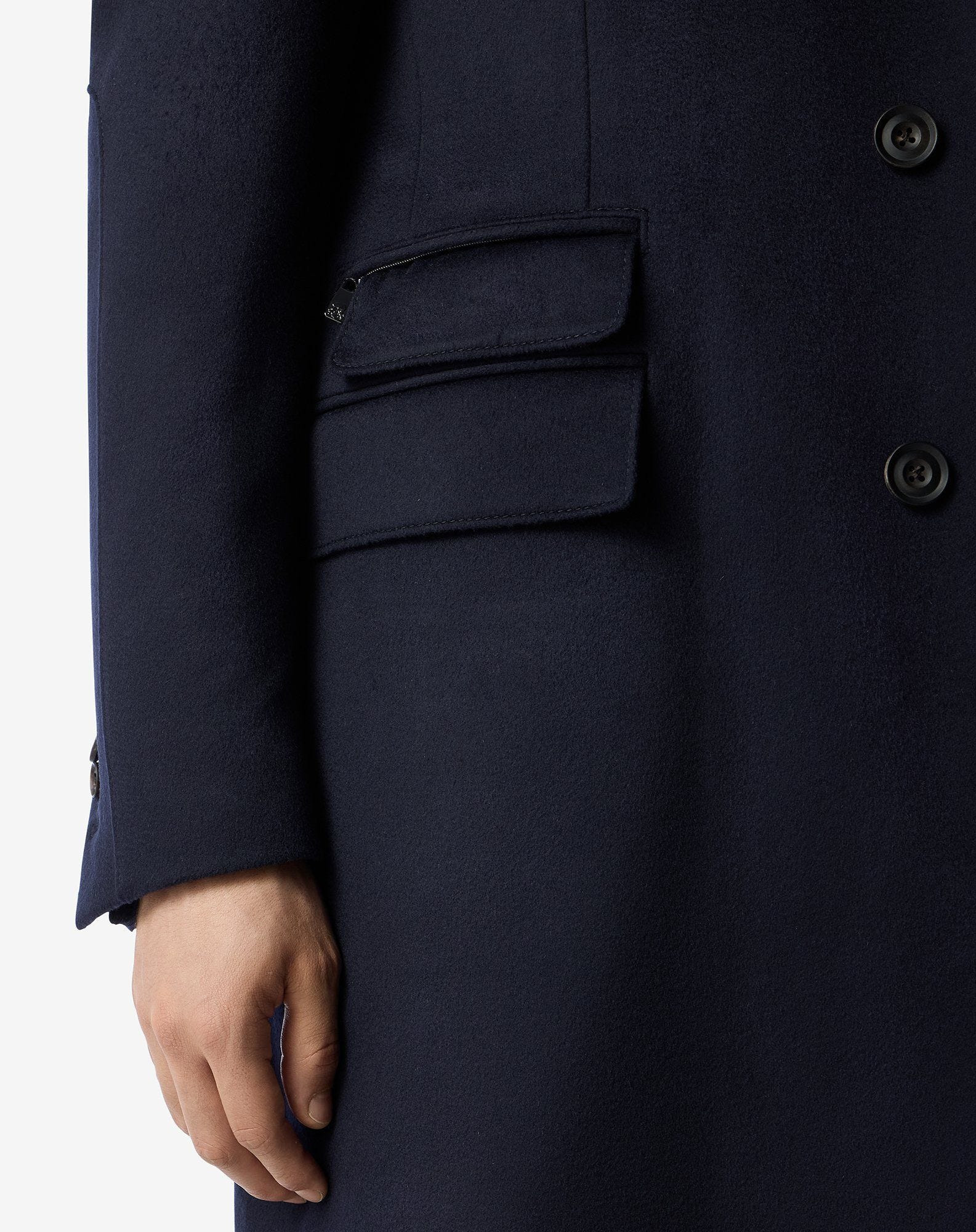 Navy blue wool beaver coat - 6