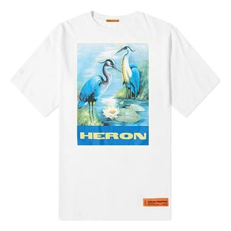 HERON PRESTON Blue Painting Short Sleeve White HMAA001F197600010288 1