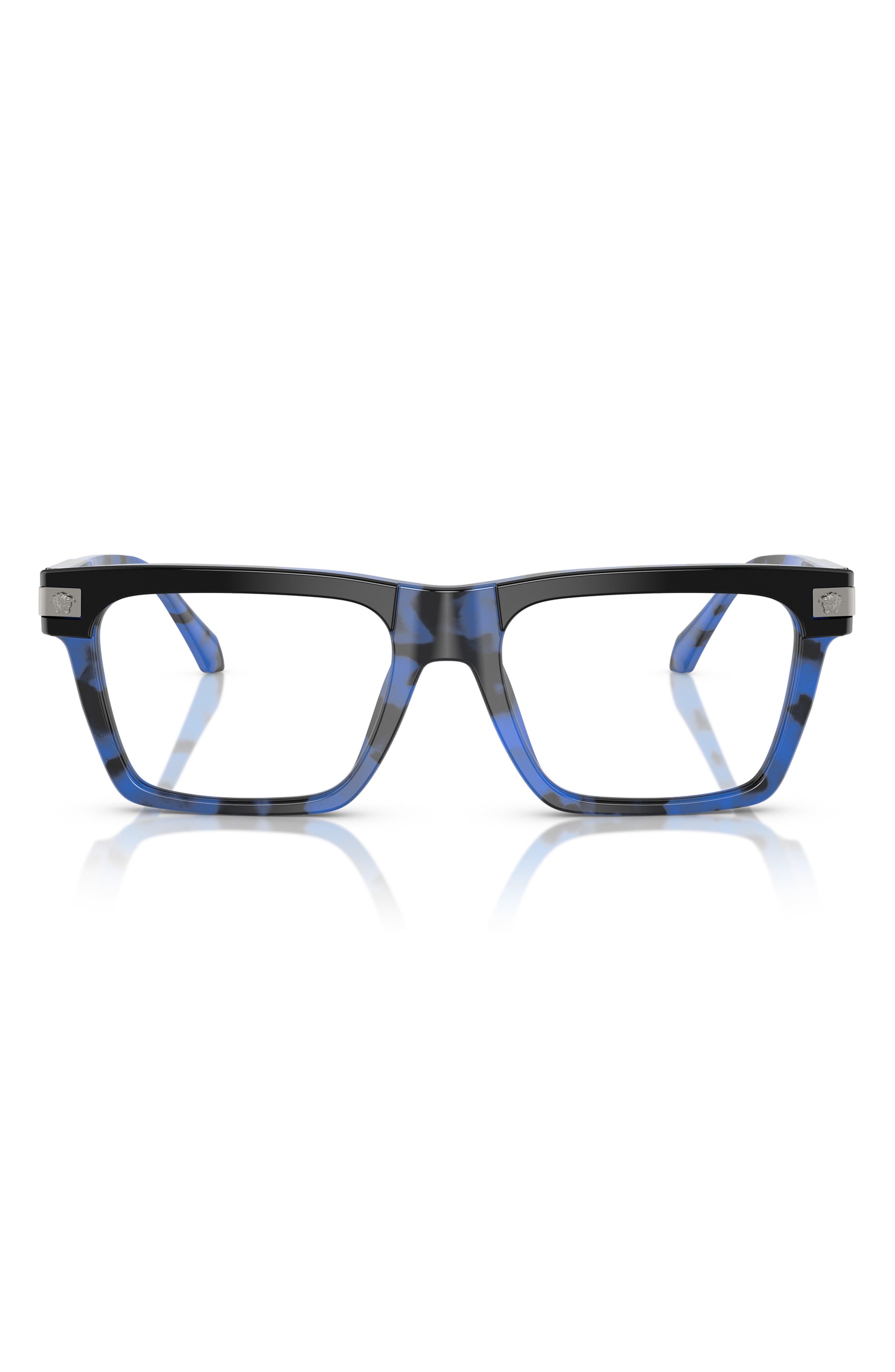 Versace 55mm Rectangle Optical Glasses in Blue Havana at Nordstrom - 1
