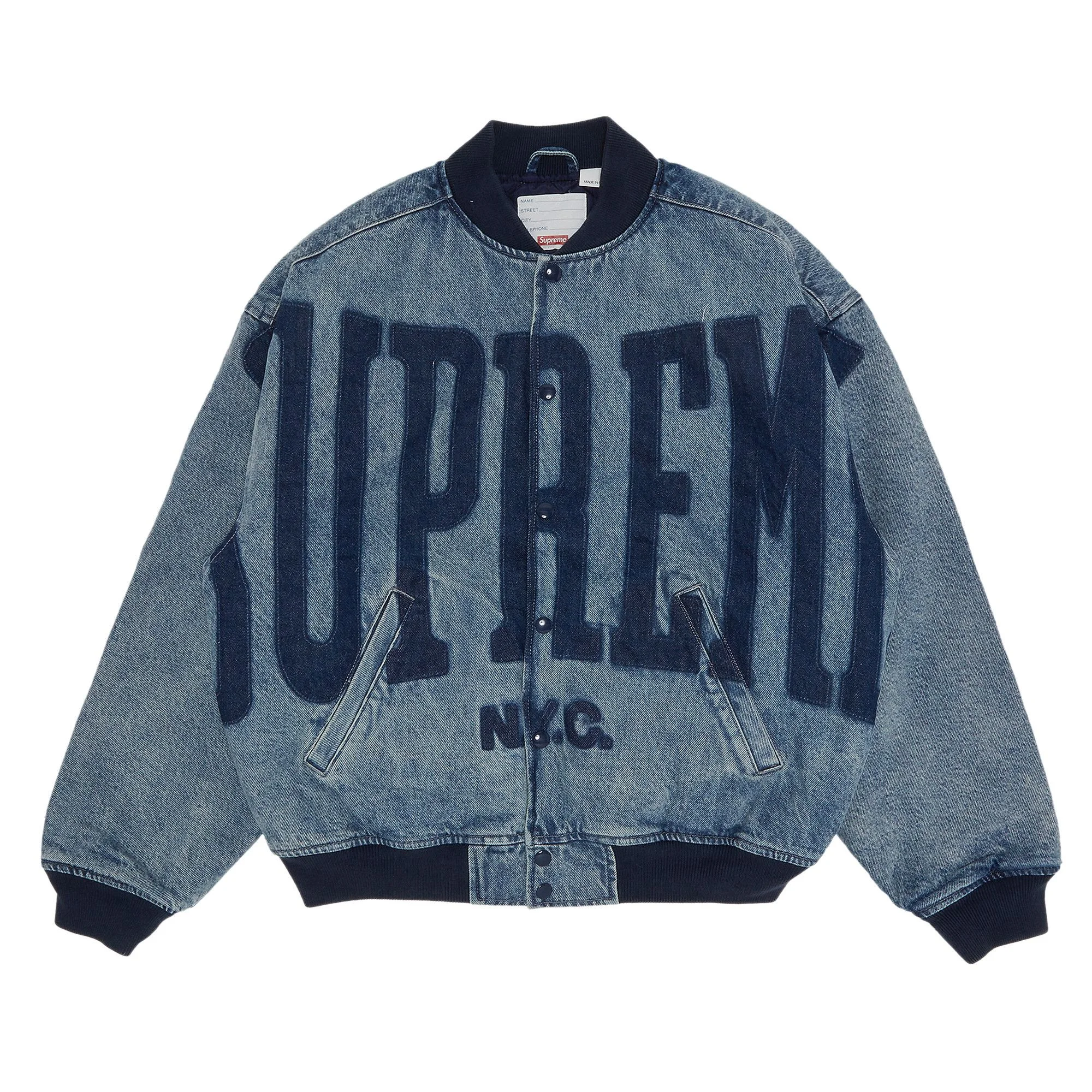 Supreme Washed Knockout Denim Varsity Jacket 'Washed Blue' - 1