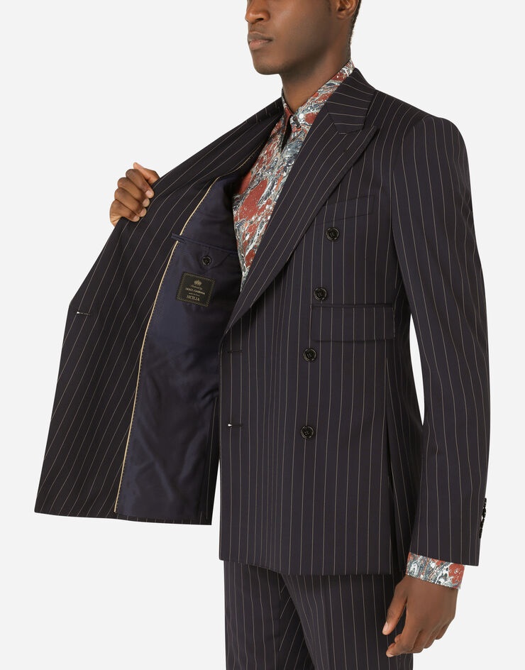 Double-breasted pinstripe stretch wool Sicily-fit suit - 8