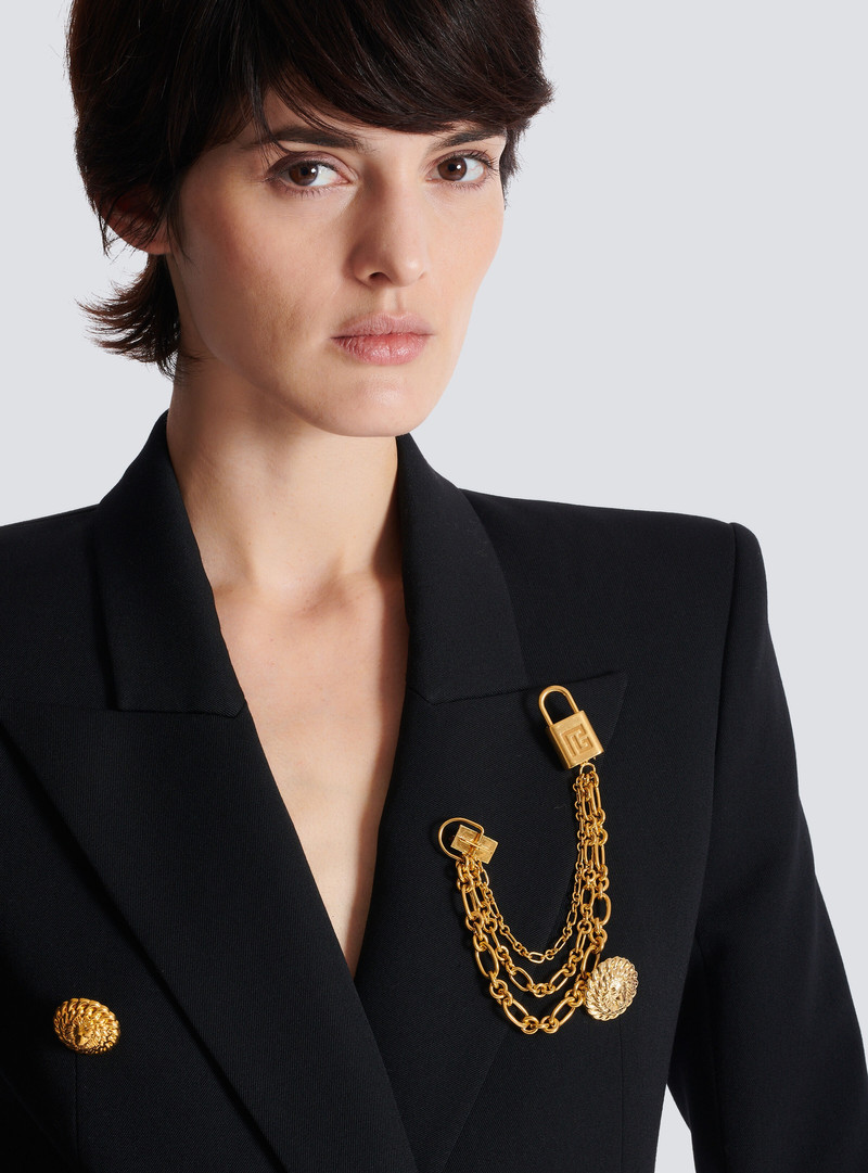 Balmain Sync brass brooch with chains outlook