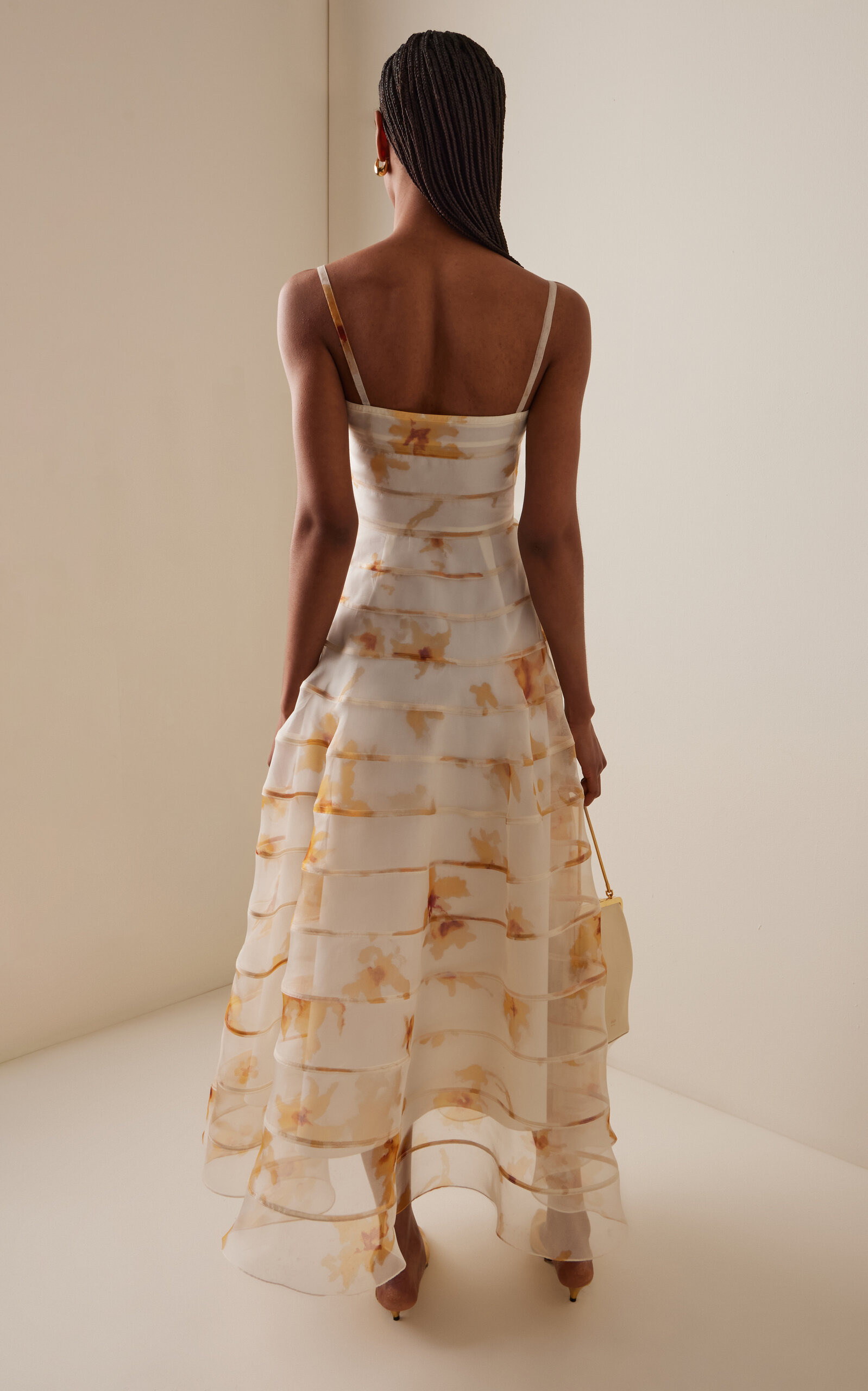 Connie Tiered Silk Midi Dress yellow - 4