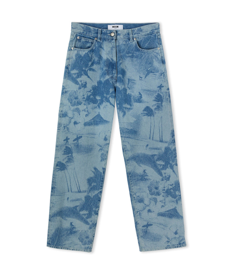 Jeans with straight legs and "surfer" laser processing 1