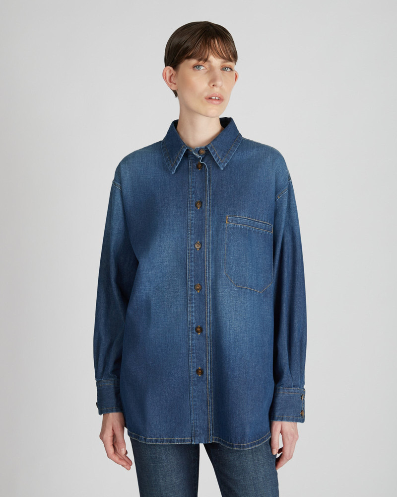 SLOWEAR Regular fit cotton denim shirt outlook