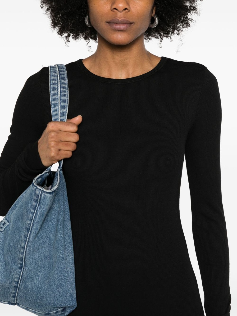 long-sleeve crew-neck mini dress - 5
