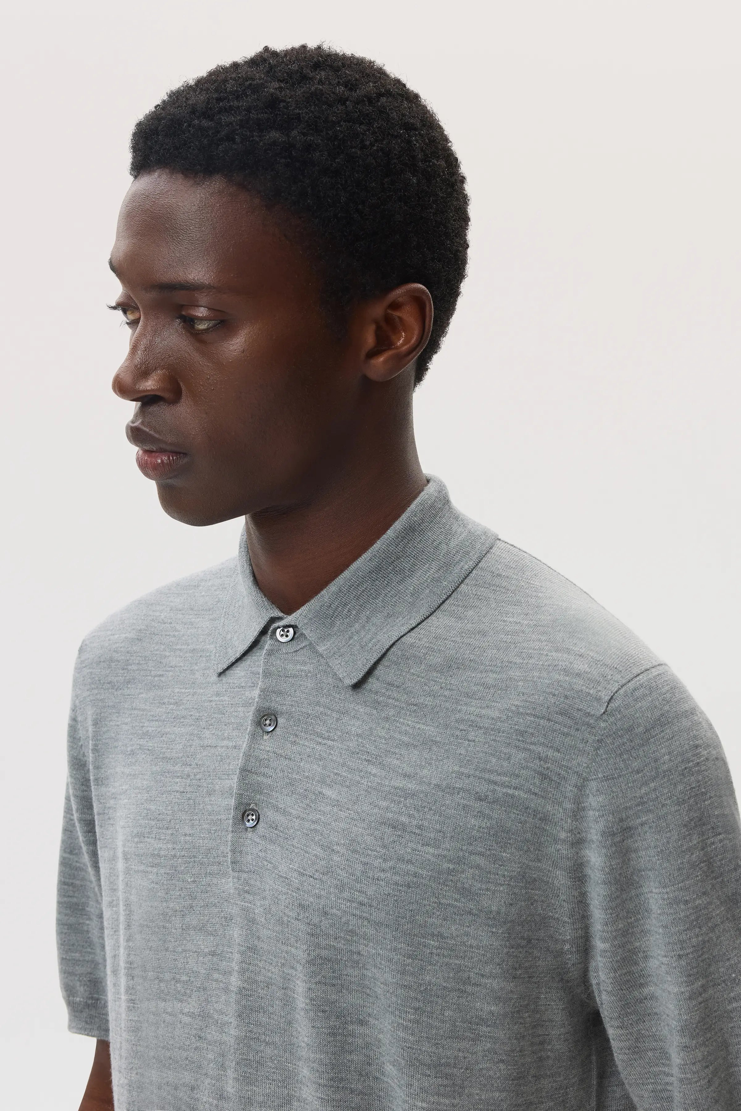 Superfine Merino Grey Polo Shirt - 3