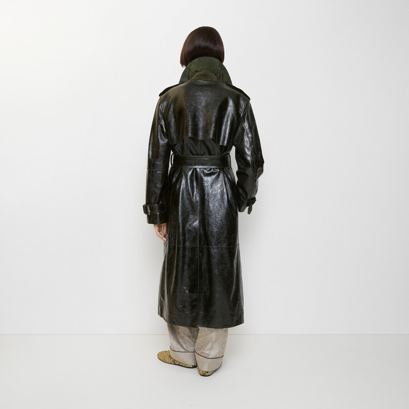 Long Embossed Leather Trench Coat 5