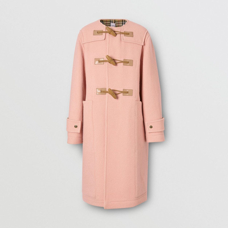 Vintage Check-lined Felted Wool Duffle Coat 4