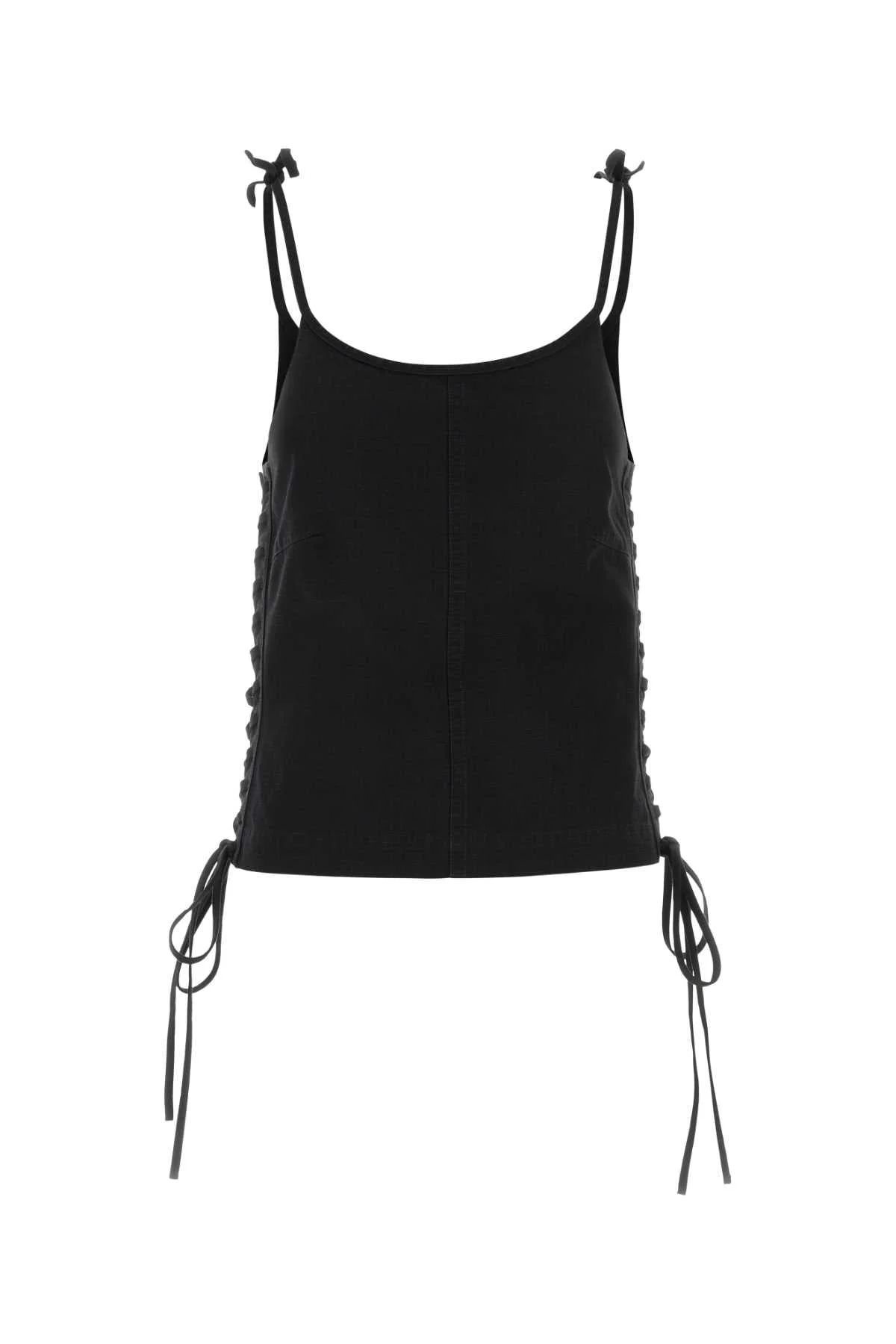 Balenciaga Women Black Cotton Tank Top - 1
