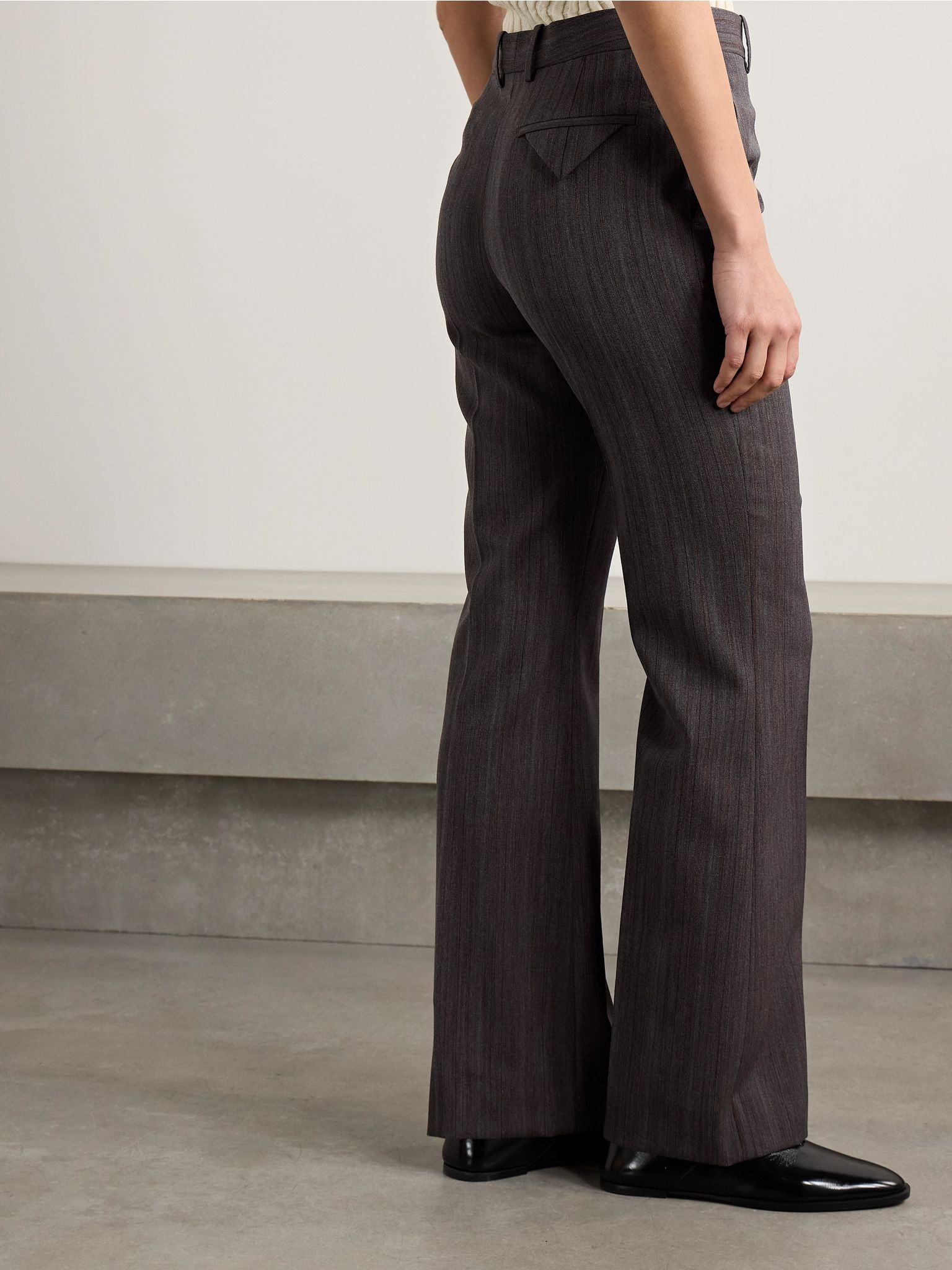 Striped wool-blend straight-leg pants Anthracite - 3