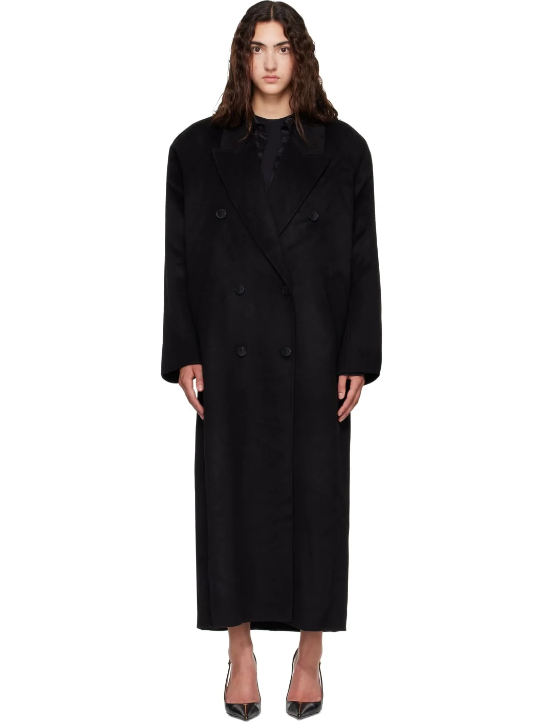 Black Gaia Double-Breasted Coat - 1