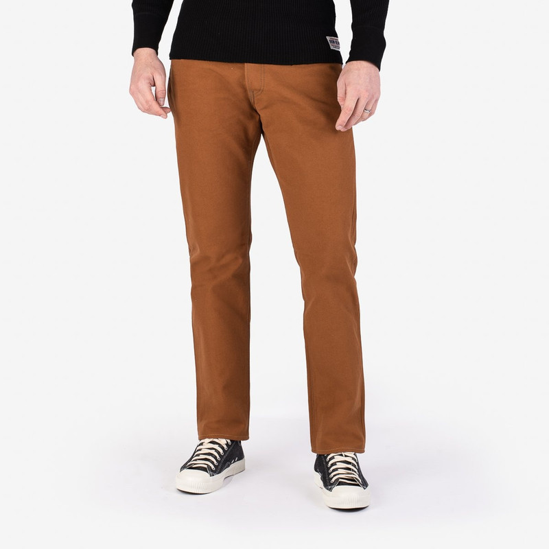Iron Heart IH-888D 17oz Duck Medium/High Rise Tapered Cut Jeans - Brown outlook